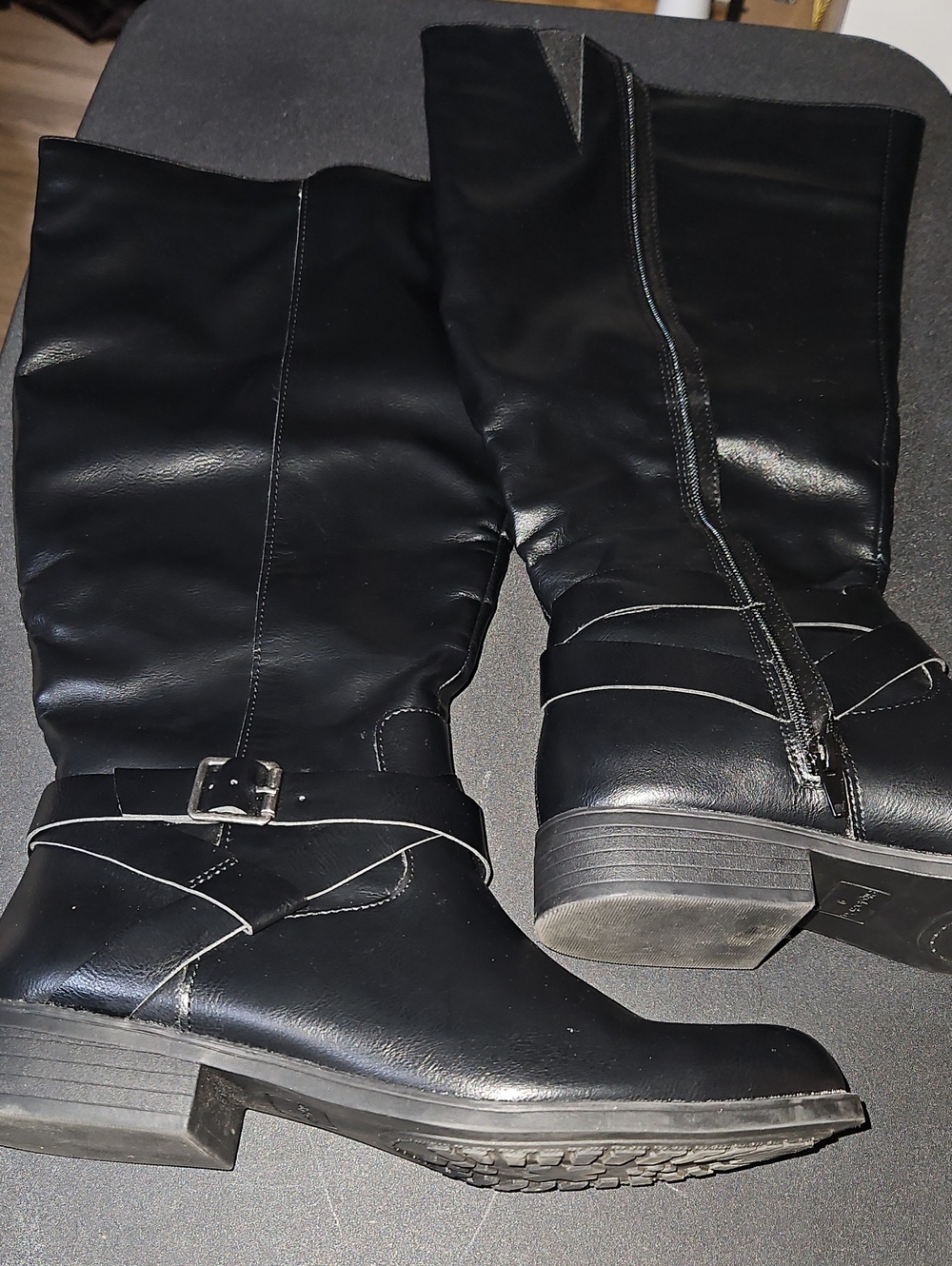 Style & Co. Black Mid-Calf Buckle Riding Boots
